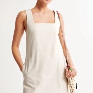 A & F Linen Blend Wide Strap Mini Dress